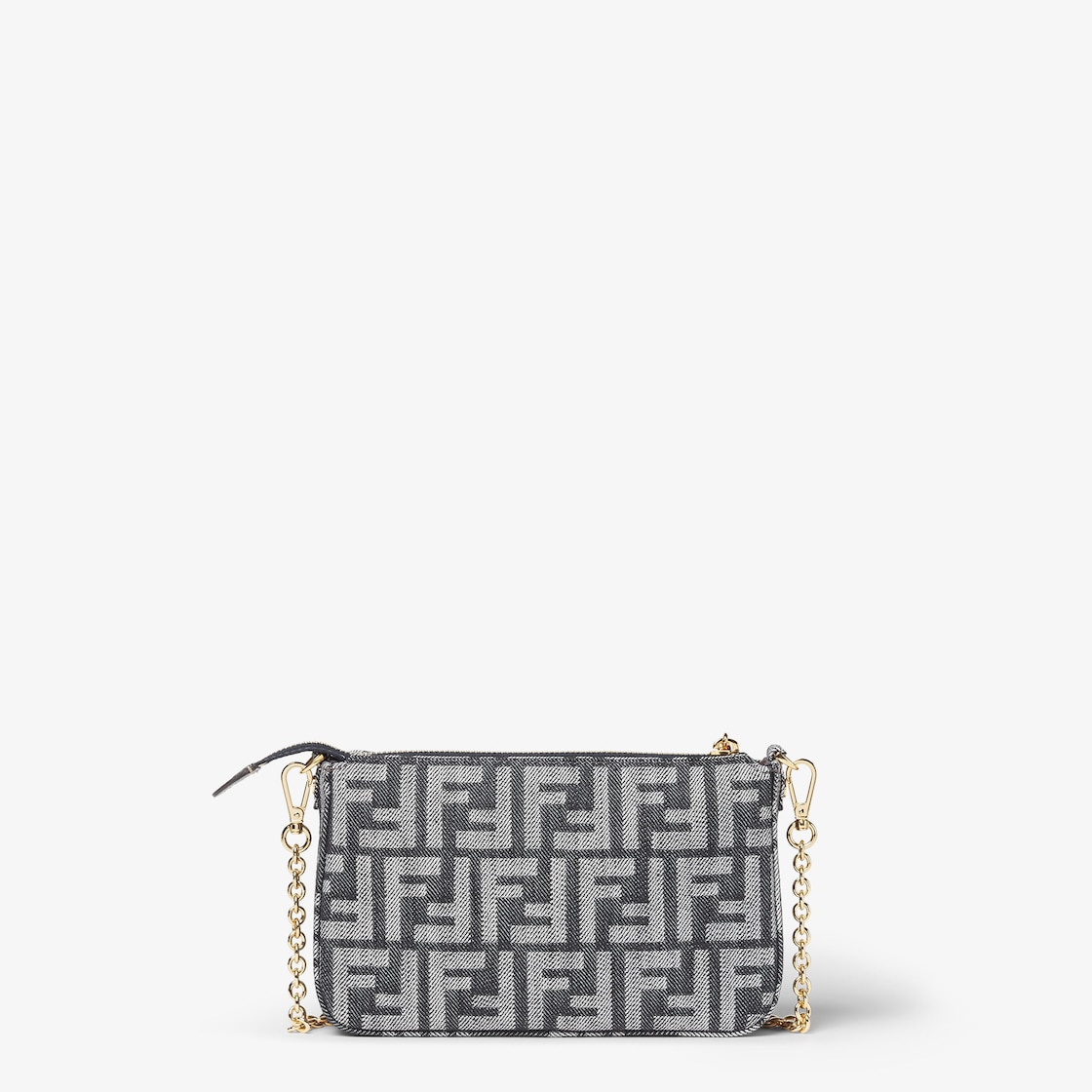 FENDI Baguette Pouch Dark blue denim-effect FF jacquard pouch - Image 4